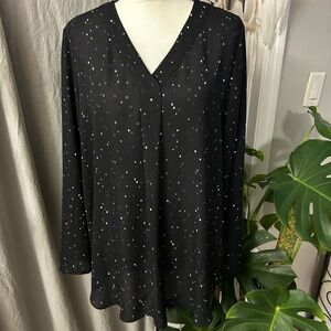 Apt. 9 Black Blouse with Blue Dots